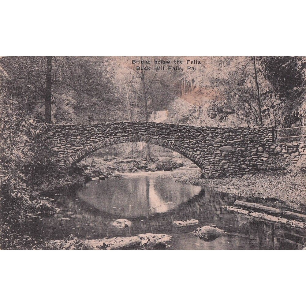 Buck Hill Falls PA Bridge Below the Falls Stone Antique Postcard Pennsylvania